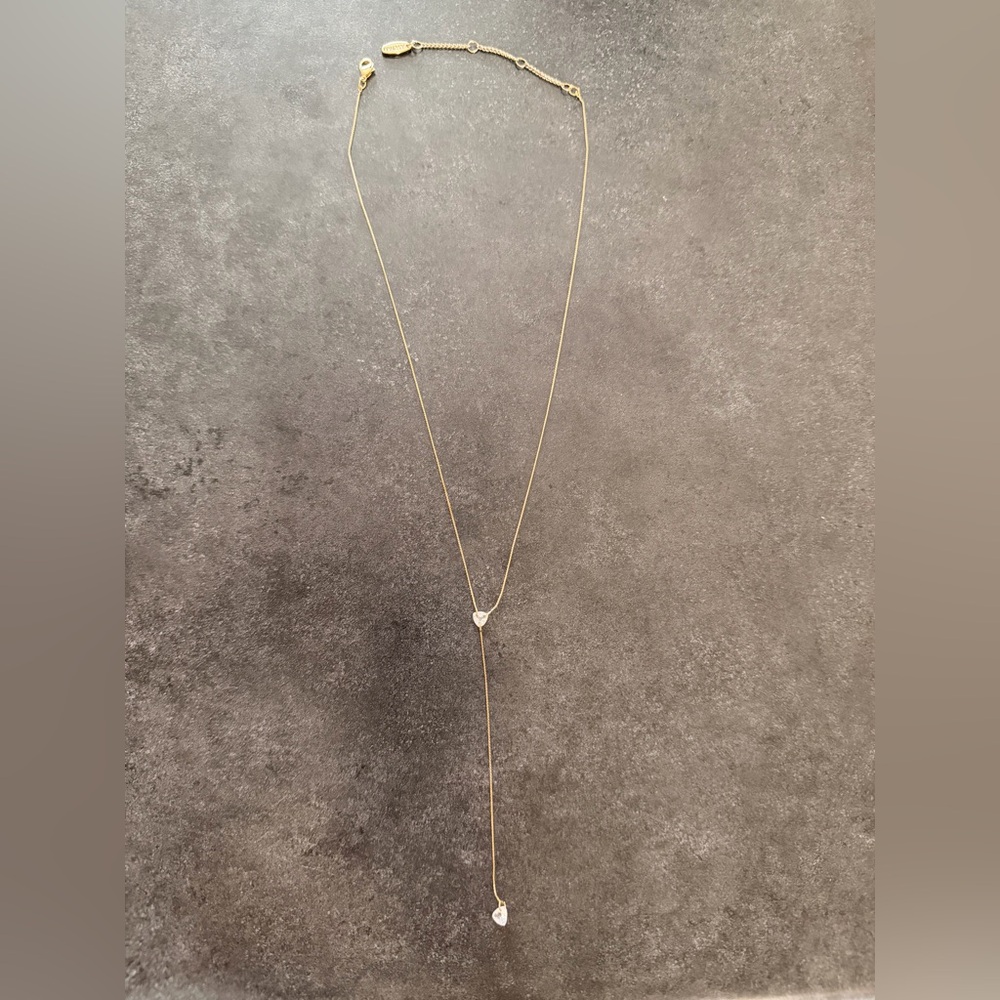 Anthropologie Gold Necklace with Crystal Pendant